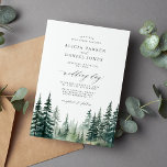 Invitation Russe pins d'hiver mariage d'aquarelle de forêt<br><div class="desc">Invitation de mariage rustique et élégante avec paysage de forêt de pins d'aquarelle et avec un script de typographie chic et classe.                  Convient pour l'été automne ou hiver montagnes,  camping en plein air aventures boisé nature sauvage destination mariages.</div>