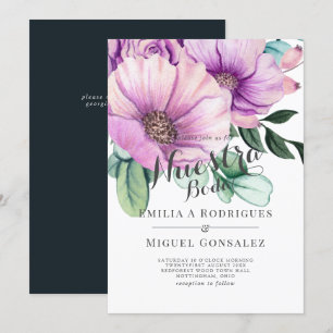 Invitation Russe pourpre Bloom Nuestra Boda Mariage espagnol