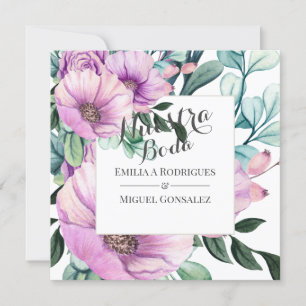 Invitation Russe pourpre Bloom Nuestra Boda Mariage espagnol