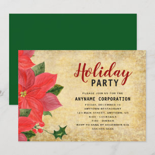 Invitation Russe Red Poinsettia fête de Noël d'entreprise