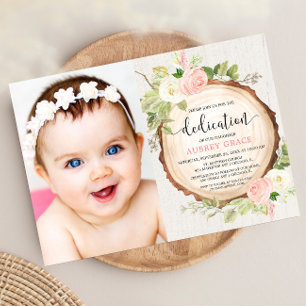 Invitation Russe rose blanc floral fille dévouement photo