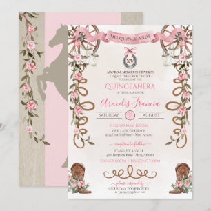 Invitation Russe rose Boho Ouest Charra Quinceanera