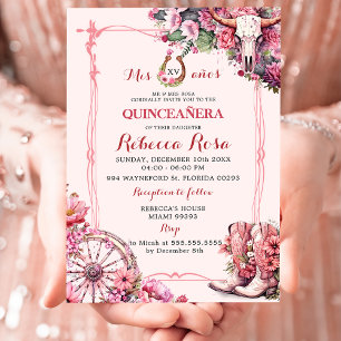 Invitation Russe rose Boho Ouest Charra Thème Quinceanera