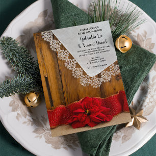 Invitation Russe Rouge Poinsettia Pays Hiver Grange Mariage