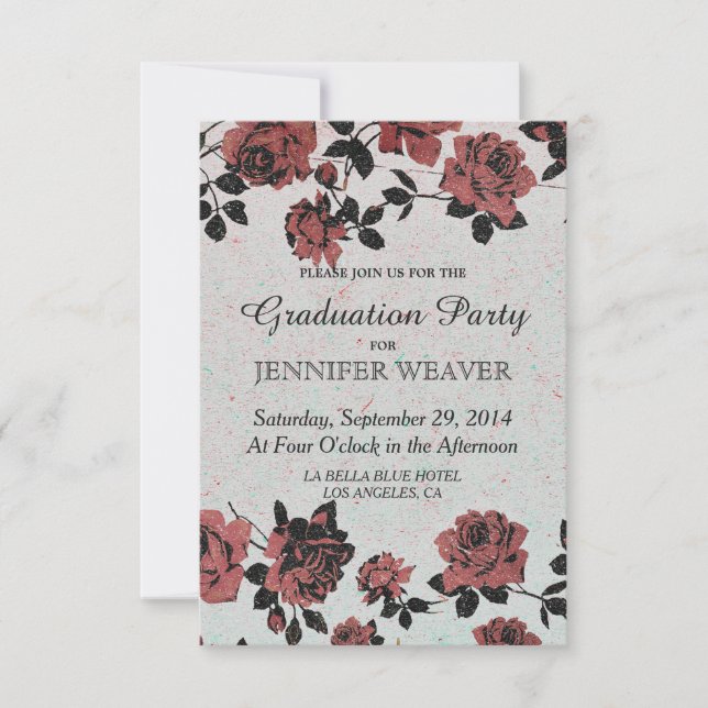 Invitation Russe Rouge Rose romantique (Devant)