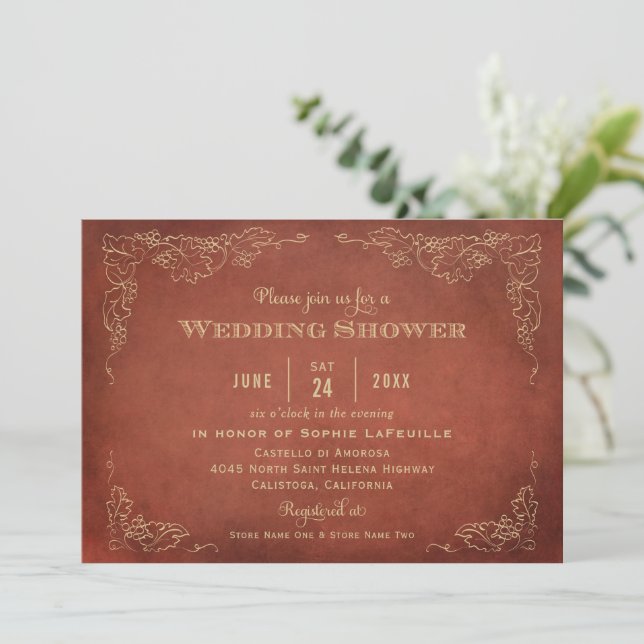 Invitation Russe rouille orange vigne rouge Wedding shower (Debout devant)