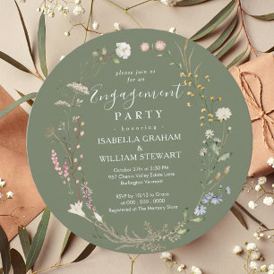 Invitation Russe Sage Green Boho Fleur sauvage