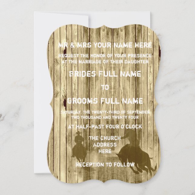 Invitation Russe sauvage ouest style cowboy mariage (Devant)