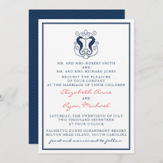 Invitation Russe Seahorse - Marine et Coral