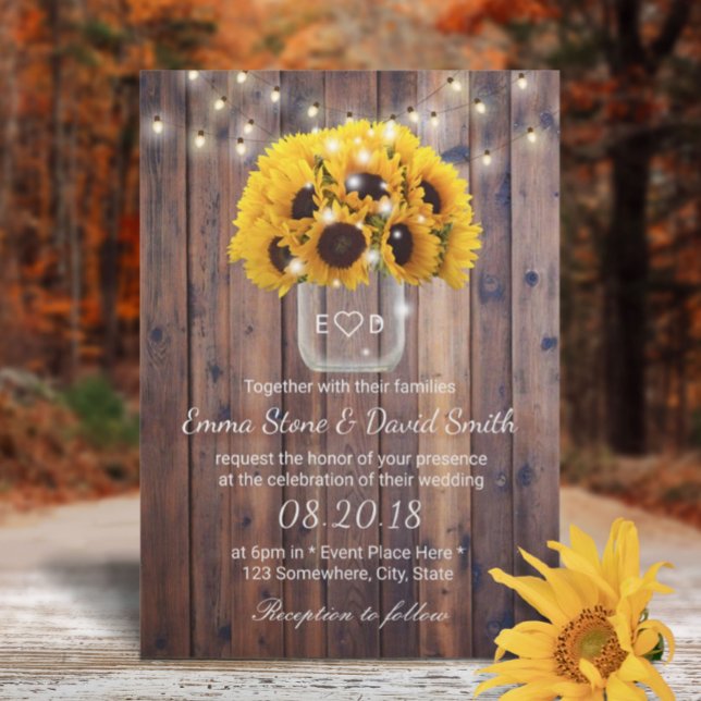 Invitation Russe Sunflower Jar Éclairage Barre Mariage (Créateur téléchargé)