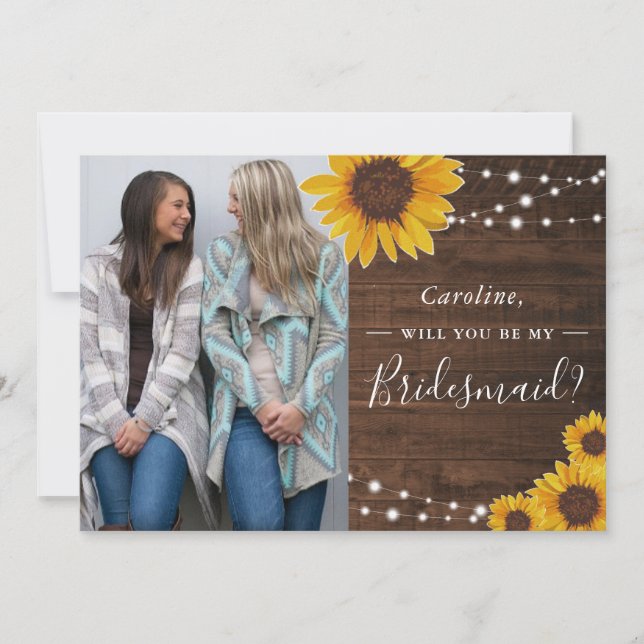Invitation Russe Tournesols Lumières Bridesmaid Demande de ph (Devant)