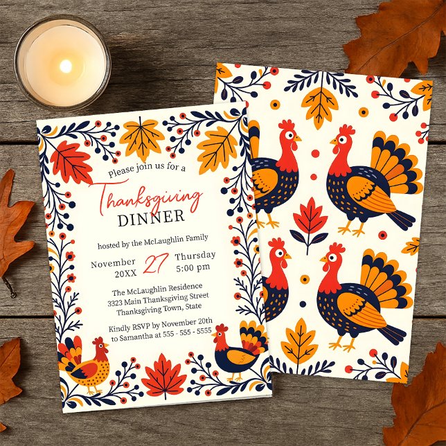 Invitation Russe Turquie Automne quitte Thanksgiving Dîner (Créateur téléchargé)