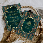 Invitation Russe Turquoise or Damask Mariage musulman<br><div class="desc">Éblouissez vos invités avec cet élégant invitation de mariage aux accents faux feuille d'or et au magnifique motif damassé avec 'Bismillah' en calligraphie arabe. Ajoutez simplement les détails de votre événement sur ce modèle facile à utiliser pour en faire une invitation unique.</div>
