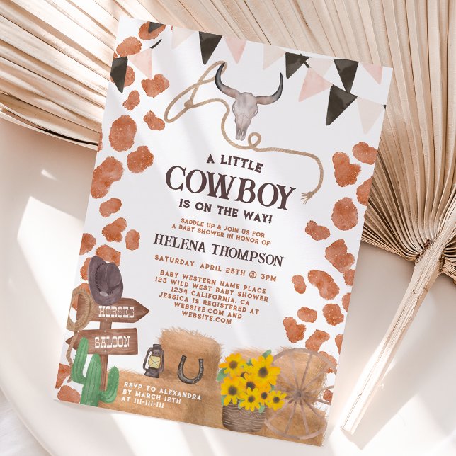 Invitation Russe un petit cowboy baby shower de vache occiden (Créateur téléchargé)