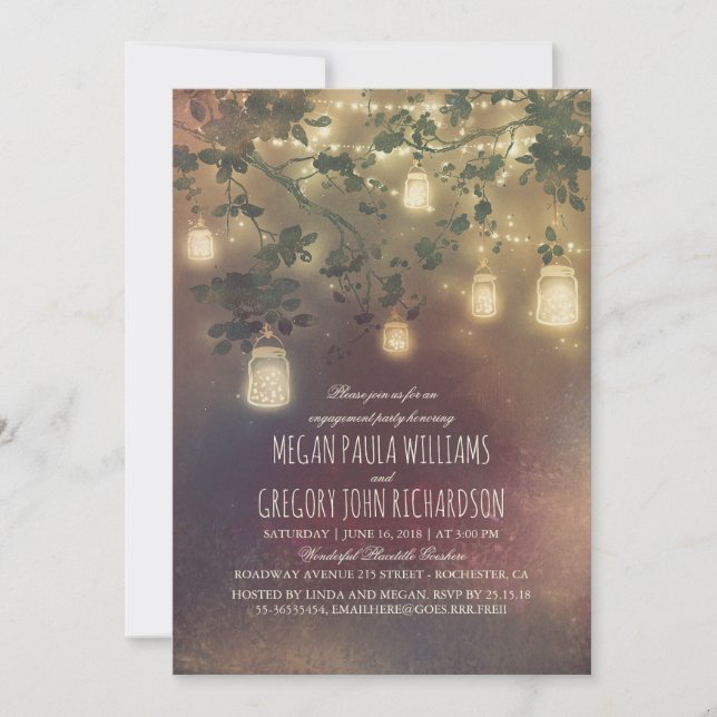 Invitation Russe Vintage Mason Jar Lights (Devant)