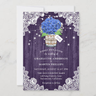 Invitation Russe violet et bleu Mariage Hydrangea