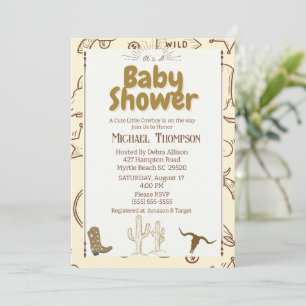 Invitation Russe Western Boho Cowboy Baby shower Party