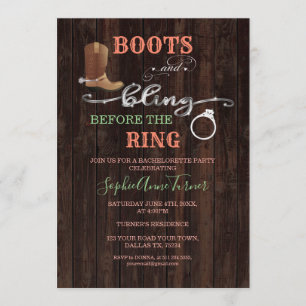 Invitation Russe Western Boots & Bling Bachelorette Party