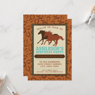 Invitation Russe Western Cowboy Cheval Brown Anniversaire