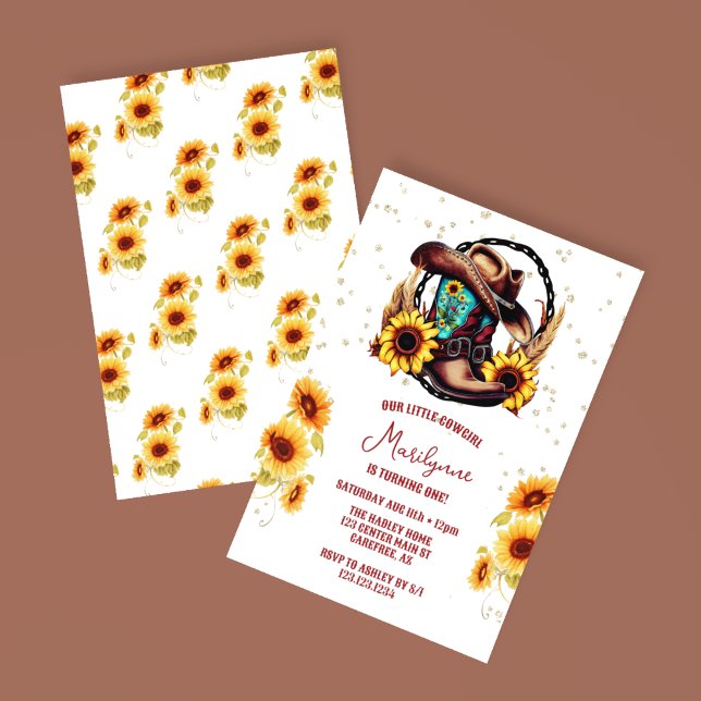 Invitation Russe Western Cowgirl 1er anniversaire (Créateur téléchargé)