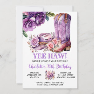 Invitation Russe Western Cowgirl fête d'anniversaire