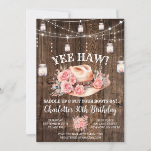 Invitation Russe Western Cowgirl fête d'anniversaire