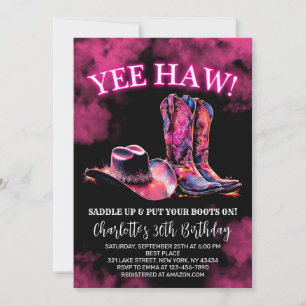 Invitation Russe Western Cowgirl fête d'anniversaire Pink Neo