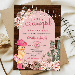 Invitation Russe Western Pink Boots Baby shower fille