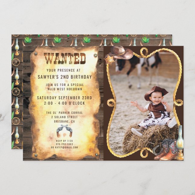 Invitation Russe Western Rodeo Cowboy fête d'anniversaire (Devant / Derrière)