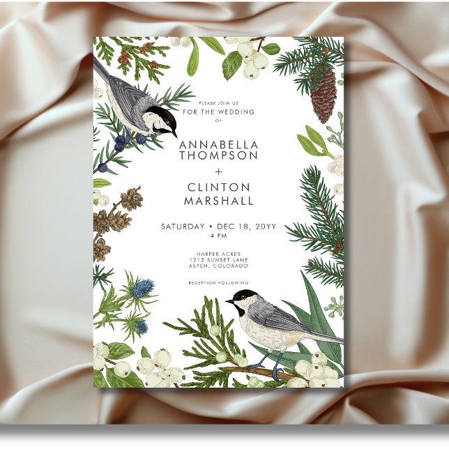 Invitation Russe Winter Nature & Pine Mariage (Rustic Winter Nature & Pine Wedding Invitation)