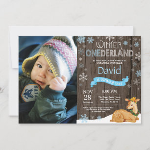Invitation Russe Winter Onederland Cerf 1er anniversaire