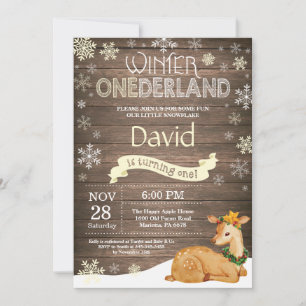 Invitation Russe Winter Onederland Cerf 1er anniversaire