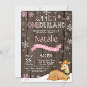 Invitation Russe Winter Onederland Cerf 1er anniversaire