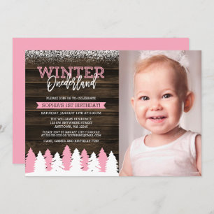 Invitation Russe Winter Onederland rose 1er anniversaire Phot