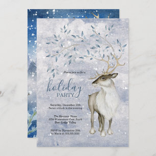 Invitation Russe Winter Woodland Deer Fête des Cerfs