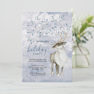 Invitation Russe Winter Woodland Deer Fête des Cerfs
