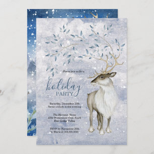 Invitation Russe Winter Woodland Deer Fête des Cerfs