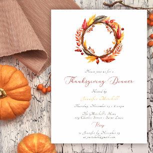 Invitation Russe Wreath Automne Thanksgiving Dîner