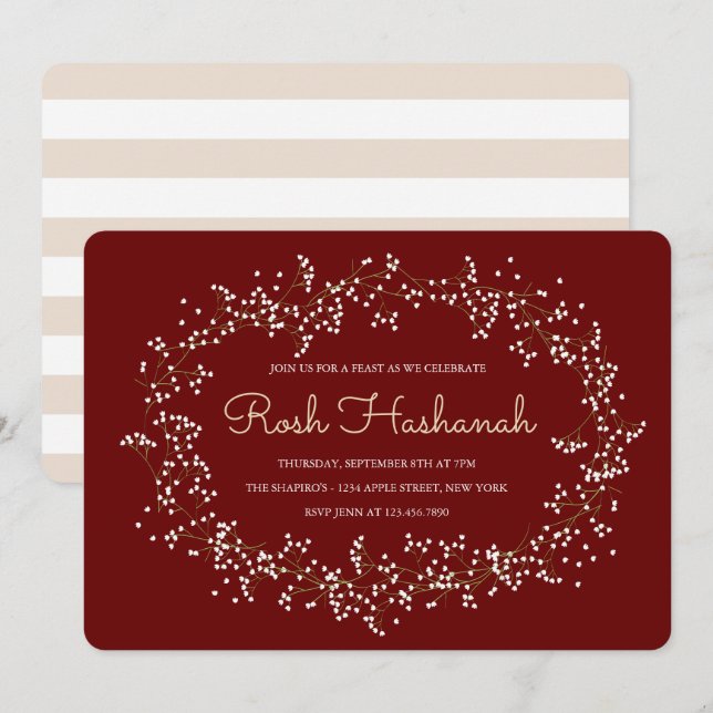 Invitation Russe Wreath Rosh Hashanah (Devant / Derrière)