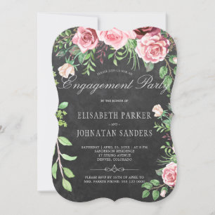 Invitation Russie rose Roses Chalkboard Partie d'engagement