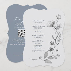 Invitation Russie Silver Floral Mariage Inviter