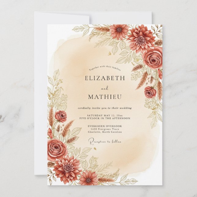 Invitation Rust Earthy Bohemian Wedding (Devant)