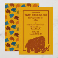 Rust & Gold Cartoon Wooly Mammoth fête d'anniversa