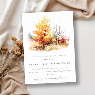 Invitation Rust Jaune automne paysage Plaid Anniversaire