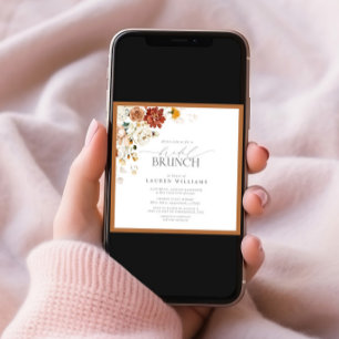 Invitation Rust Orange Aquarelle Botanique Bridal Brunch