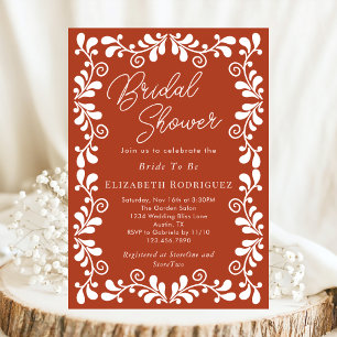 Invitation Rust Orange Fiesta Mexicaine Talavera Enterrement