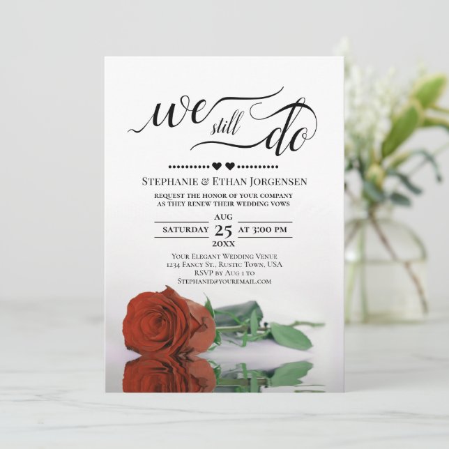 Invitation Rust Orange Rose Nous Faisons Toujours Mariage Vow (Debout devant)
