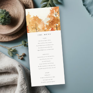 Invitation Rust Orange Yellow Fall Trees Mariage Menu Card