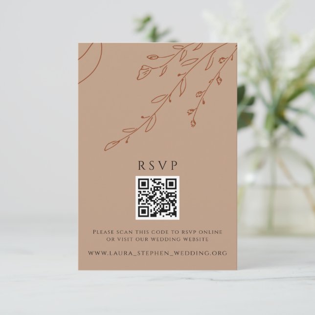 Invitation Rust RSVP Online QR Code Mariage site Web (Debout devant)