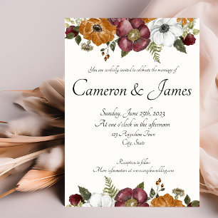 Invitation Rust & Ruby Romantic Floral Mariage